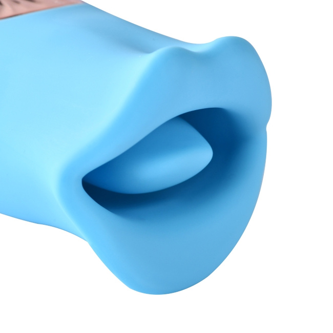 Rozkoszny pocałunek – całująco-ssąco-liżący stymulator łechtaczki, pochwy i stref erogennych, w kształcie ust z dużym językiem, 2 silniki, silikon