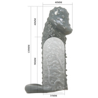 Nakładka z licznymi wypustkami i żyłami na całej długości na penisa dla par, czarna, oryginalny wygląd, długość 13 cm