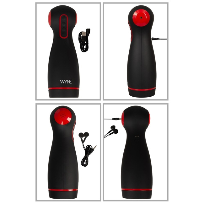 Masturbator dwusilnikowy ze sterowaną siłą nacisku na penisa, funkcją ssania i rozkosznymi kobiecymi jękami i WYNE 6