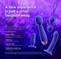 Zestaw startowy dla kobiet , 4 elementy: masażer z wibracjami, plug anal, kulki waginalne i dildo z przyssawką