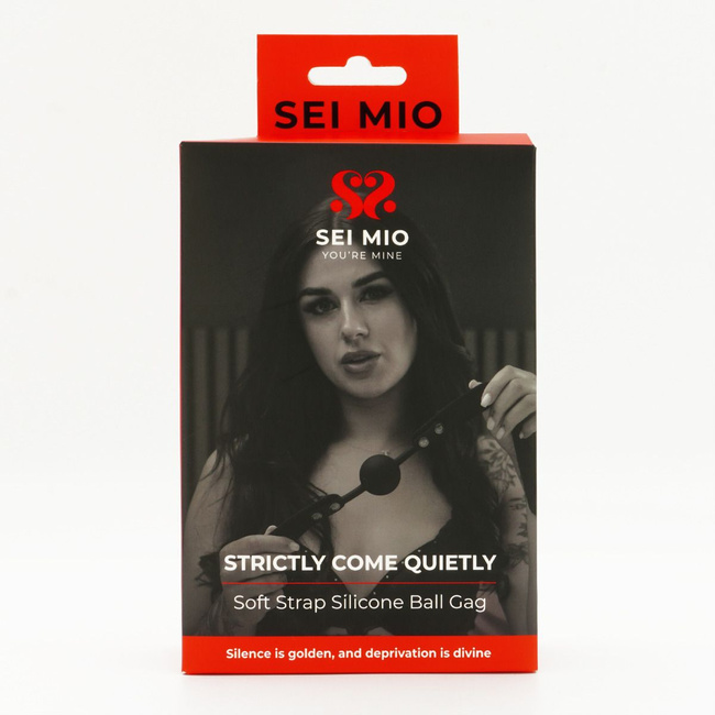 Miękki silikonowy pasek z knebelem kulkowym SEI MIO, soft BDSM, bondage