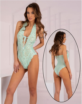 Uwodzicielskie koronkowe body w kolorze miętowym