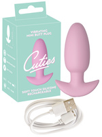 Wibrujący pieszczoch analny Cuties. Gładki, o zmiennej grubości, , kolor różowy, silikon