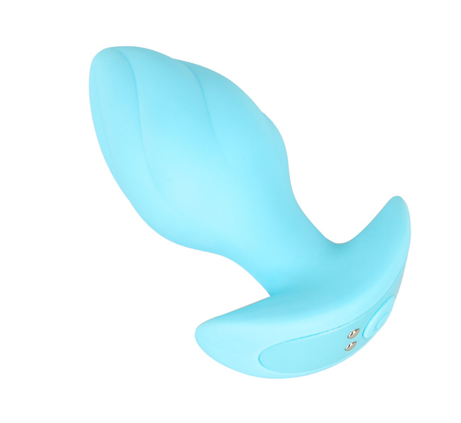 Wibrujący pieszczoch analny Cuties. Rowkowany, o zmiennej grubości, , kolor niebieski silikon