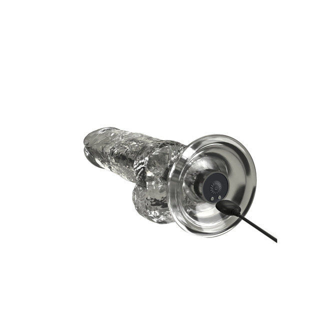 Realistyczne dildo wibrator z silną przyssawką, 24,5 cm / 19 cm wkładane, kolor przeźroczysty
