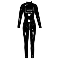 Dopasowany kombinezon winyl BLACK LEVEL czarny catsuit