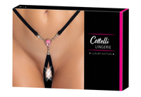 Zmysłowe open stringi jubilerskie z dużym klejnotem i cyrkoniami, rozmiar S-L