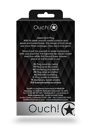 Korek analny Butt Plug srebrny rozmiar M 3,4 cm z kryształem serduszkiem