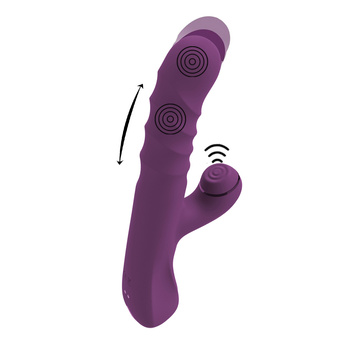 Purpurowy magik – Posuwisty wibrator z wibracjami główki i pulsacyjnym młoteczkiem do łechtaczki, duży – długość 23,7 cm, wkładane 13 cm