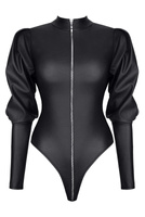 Body z czarnej ekologicznej tkaniny skóropodobnej