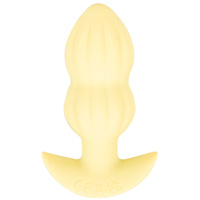 Wibrujący pieszczoch analny Cuties. Rowkowany, o zmiennej grubości, kolor żółty, silikon