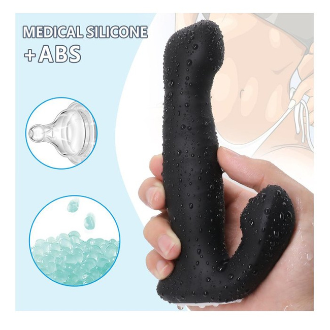 Tylne wejście silikonowy masażer prostaty z wibrującą główką, wibrującym stymulatorem krocza i ruchem posuwistym push, sterowany pilotem