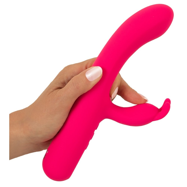 Teraz wiesz - wibrator z królikiem do łechtaczki i cyfrowym wyświetlaczem, neonowy róż, silikon, 23,1 cm