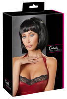 Wamp brunetka –peruka z fryzurą typu bob z klasyczną grzywką, dł. 28 cm, poliester, kolor: brunetka