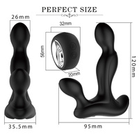 Tylne wejście - silikonowy silnie wibrujący masażer prostaty z mocno wygiętą końcówką do stymulacji krocza sterowany pilotem