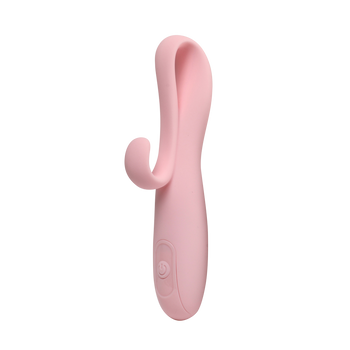 Mocny, różowy wibrator do punktu G z zakręconym królikiem do łechtaczki, IPX6, dł. 16 cm