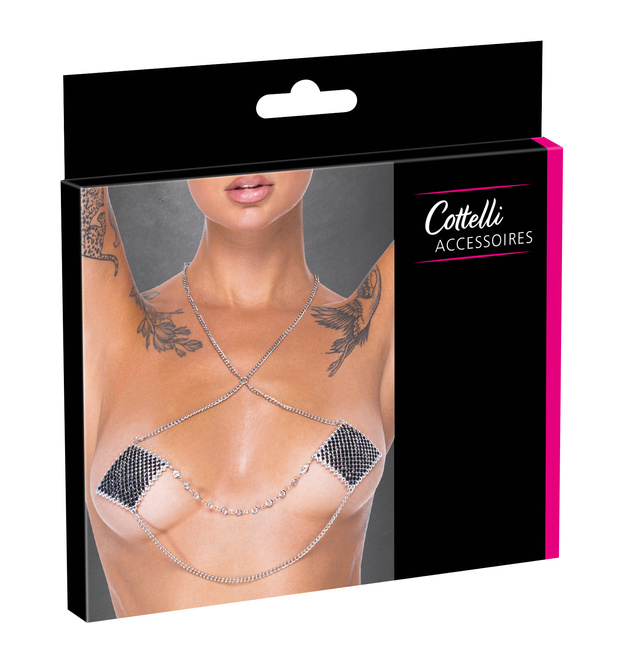 Naklejki na sutki pokryte czarnymi opalizującymi kryształkami, z łańcuszkami i kryształkami jak brylanciki