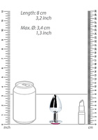 Korek analny Butt Plug srebrny rozmiar M 3,4 cm z kryształem serduszkiem