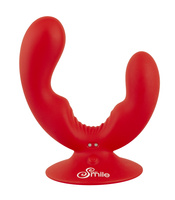 Uśmiechnięty wibrator waginalno-analny z przyssawką, 9 trybów wibracji, wodoodporny, silikon