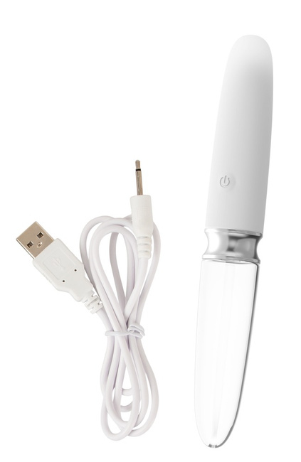 Hybrydowy, szklano-silikonowy wibrator z podświetleniem LED, prosty