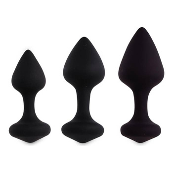 3 czarne korki analne w różnych rozmiarach - zestaw