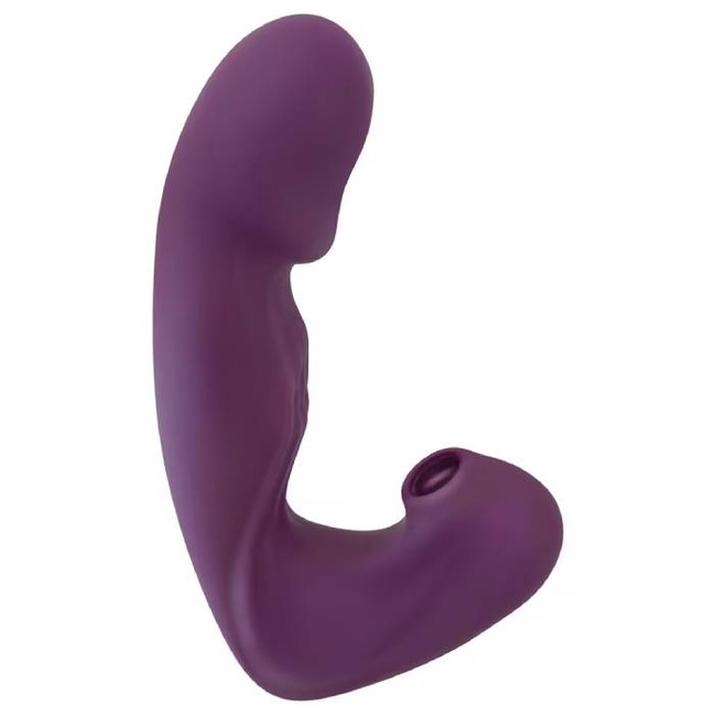 Purpurowy Delikates, funkcyjny wibrator do podwójnej stymulacji pochwy i łechtaczki z funkcją wibracji stukania ssania i lizania