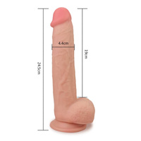 Prawdziwy penis! Dildo z przesuwaną skórą i przyssawką 24,5 cm