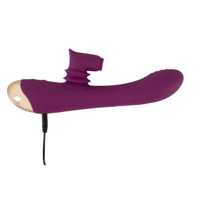 Purpurowy spryciarz – Silny wibrator z wahadłowym stymulatorem łechtaczki z delikatną szczoteczką