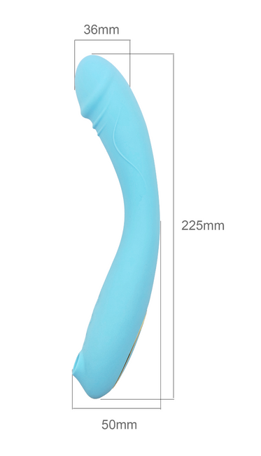 Bardzo elastyczny całuśny pieszczoch wibrator dwustronny do punktu G z powietrznym stymulatorem łechtaczki, błękit electric blue 22,5 cm / 16,5 cm wkładane