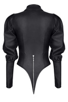 Body z czarnej ekologicznej tkaniny skóropodobnej