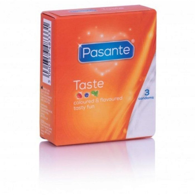 Prezerwatywy  Pasante Taste 3szt-trusk,jagoda,mięta 18cm/53mm