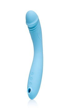 Bardzo elastyczny całuśny pieszczoch wibrator dwustronny do punktu G z powietrznym stymulatorem łechtaczki, błękit electric blue 22,5 cm / 16,5 cm wkładane