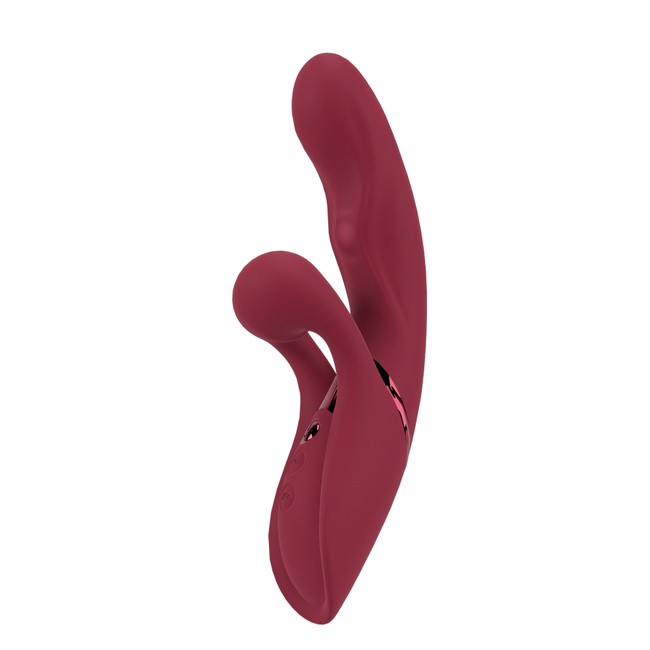 Rubinowe rozkosznik – wibrator z królikiem w kształcie kulki i punktowym pulsatorem do stymulowania pochwy, 3 silniki, silikon, długość 22,3 cm, wkładane 12,80 cm