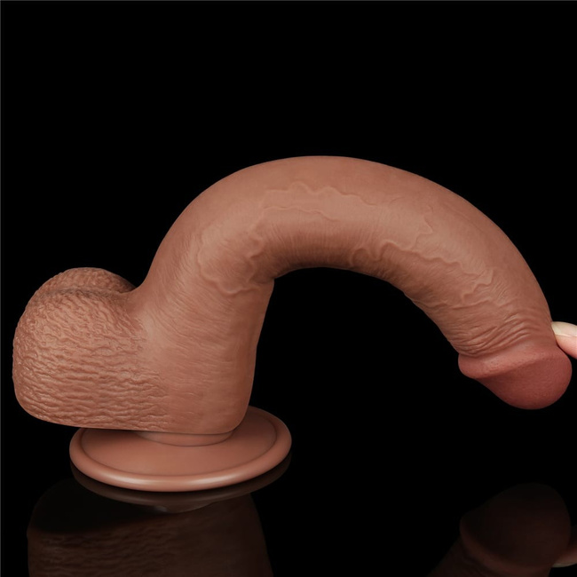 Realistyczne dildo dwuwarstwowe z ruchomą skórą, przyssawka, XXL 22 cm, kolor cielisty latino 