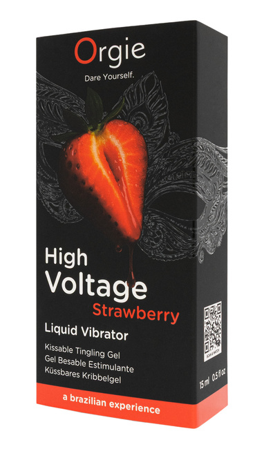 Wibrator w płynie High Voltage Strawberry – truskawkowy, jadalny. Najsilniejsze doznania moc 10/10