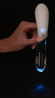 Hybrydowy, szklano-silikonowy, wygięty wibrator z podświetleniem LED