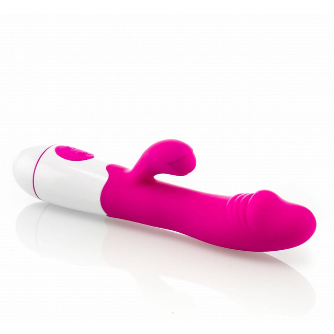 Damski, silikonowy wibrator z masażerem łechtaczki, ładowany przez USB