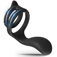 Wibrator nakładkowy, podwójny ring erekcyjny na penisa, silikon