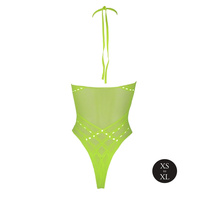 Fluorescencyjne, świecące w ciemnosci body z dekoltem typu halter, neonowa zieleń rozmiar XS/XL