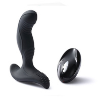 Tylne wejście - wygięty wibrujący silikonowy masażer prostaty o karbowanej powierzchni sterowany pilotem