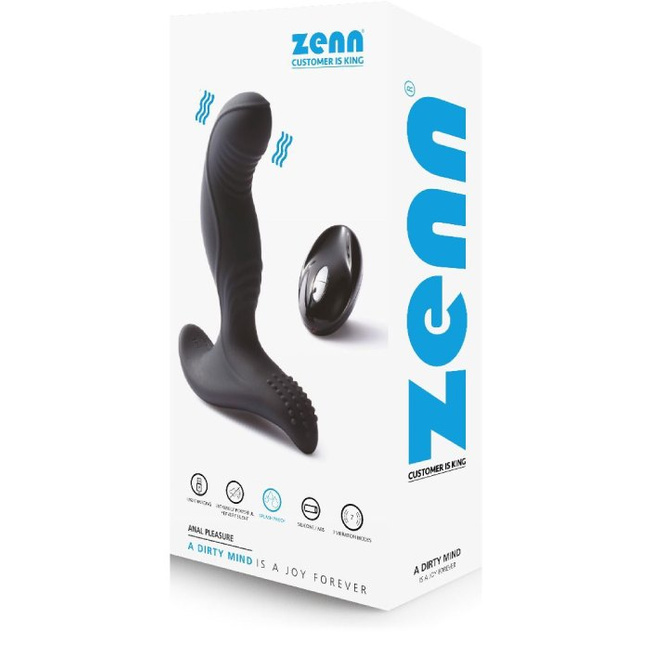 Tylne wejście - wygięty wibrujący silikonowy masażer prostaty o karbowanej powierzchni sterowany pilotem