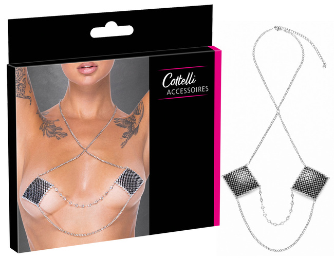 Naklejki na sutki pokryte czarnymi opalizującymi kryształkami, z łańcuszkami i kryształkami jak brylanciki