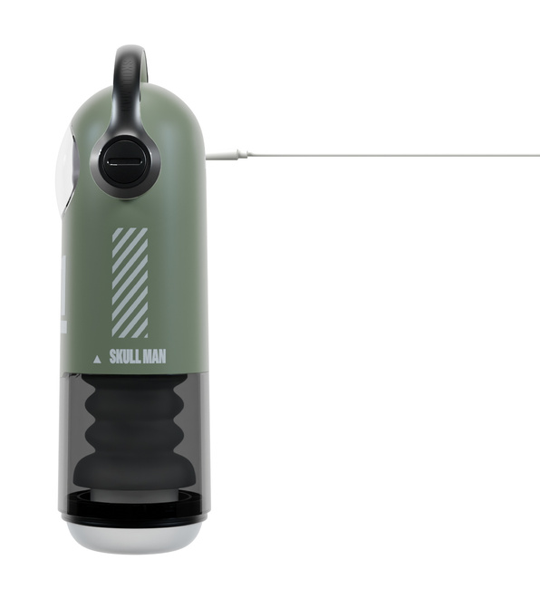 Duży masturbator 3w1 z wibracjami, ruchem posuwistym, z grzaniem i świecącą czaszką