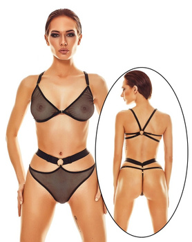 Seksowny Komplet koronkowej bielizny biustonosz i majtki stringi Sway