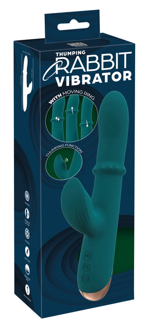 Wibrator z wędrującym pierścieniem i króliczkiem ze stymulacją pulsacyjną, 22,7 cm, silikon, 3 silniczki