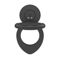 Dildo do podwójnej penetracji z ringiem erekcyjnym i ringiem na jądra, 13,1 cm, na pilota, wodoodporny IPX7, silikon
