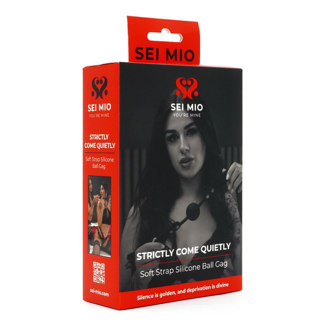 Miękki silikonowy pasek z knebelem kulkowym SEI MIO, soft BDSM, bondage
