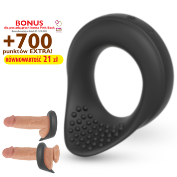 Wibrujący pierścień ring erekcyjny stymulacją jąder, 2 generatory wibracji, silikon, wodoodporny IPX7, Ø 4 cm (rozciągliwe)