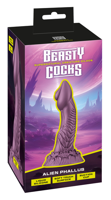 Zyfrik – złodziej rozkoszy. Fantasy dildo jak chochlik nie z tego świata. Silna przyssawka. Dł. 21,2 cm, wkładane 18 cm, Ø 4,9  cm