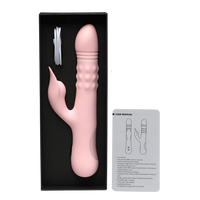 Wibrator posuwisty z pierścieniem koralików i królikiem, wodoodporny IPX7, dł. 24 cm